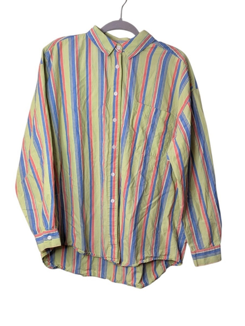 Vintage Mark Fore & Strike Pastel Multi Color Striped Button Down Shirt size 18
